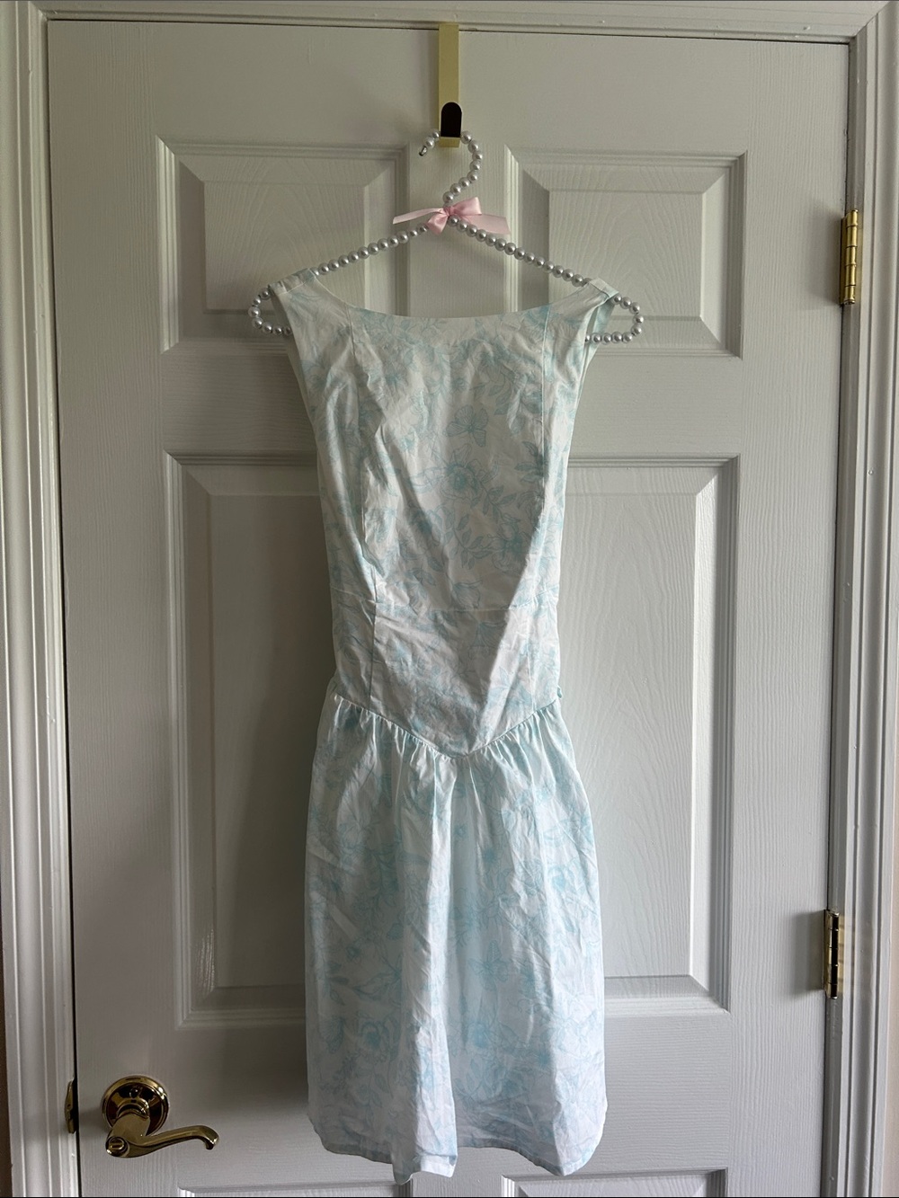 Light Blue Floral Sundress - Women's Sleeveless Dress Backless
